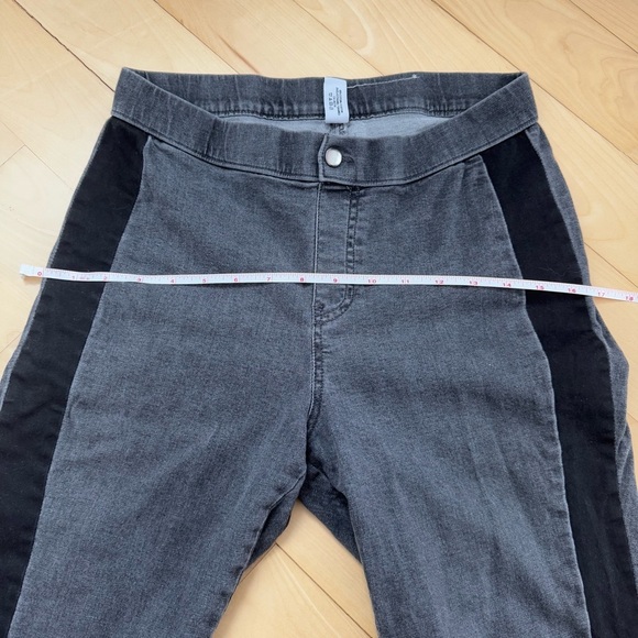 ZEZA B TUXEDO STRIPE GREY JEGGINGS WITH FRAYED HEM - M - Picture 13 of 14